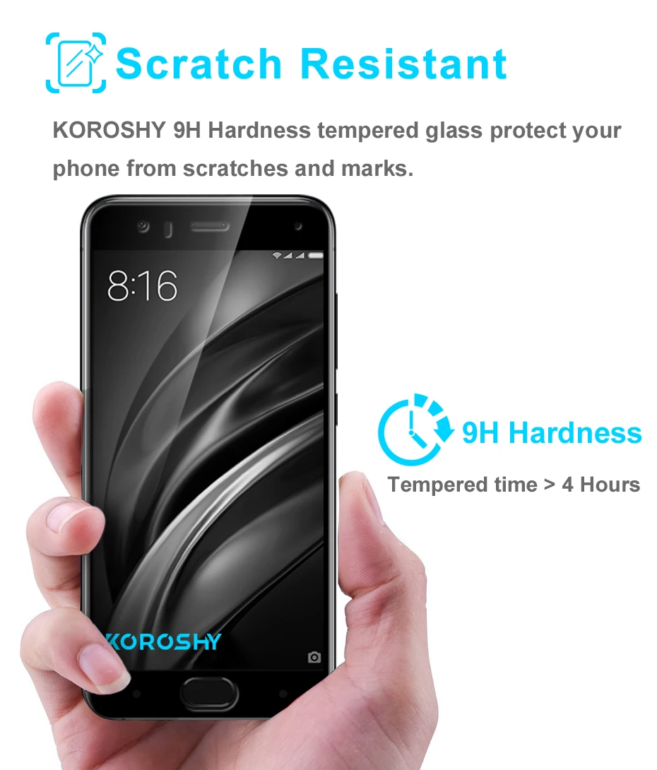 KOROSHY полное покрытие закаленное стекло для Xiaomi Mi6 Mi 6 M6 Pro Prime защита экрана без