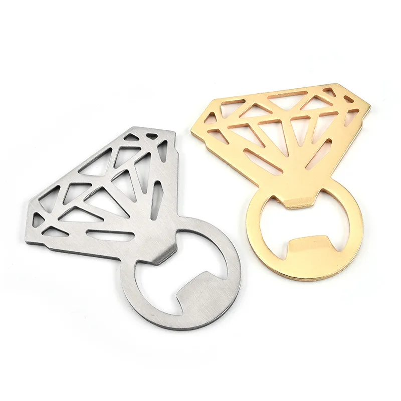 

500Pcs/lot Diamond Ring Wine Beer Bottle Openers Wedding Favors And Gifts Steel Bottle Opener For Home Kitchen Bar Tools