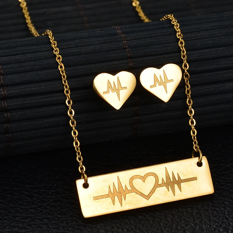 Nextvance Heartbeat Ecg Шарм Ювелирный Набор 3 вида цветов из нержавеющей стали сердце