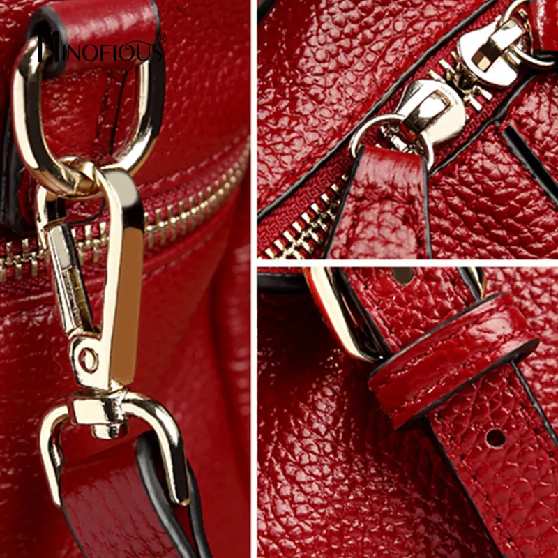 

MINOFIOUS Women PU Leather Boston Bag Fashion Casual Solid Vintage Handbag Luxury Tote Bags Designer Pillow Shoulder Bag