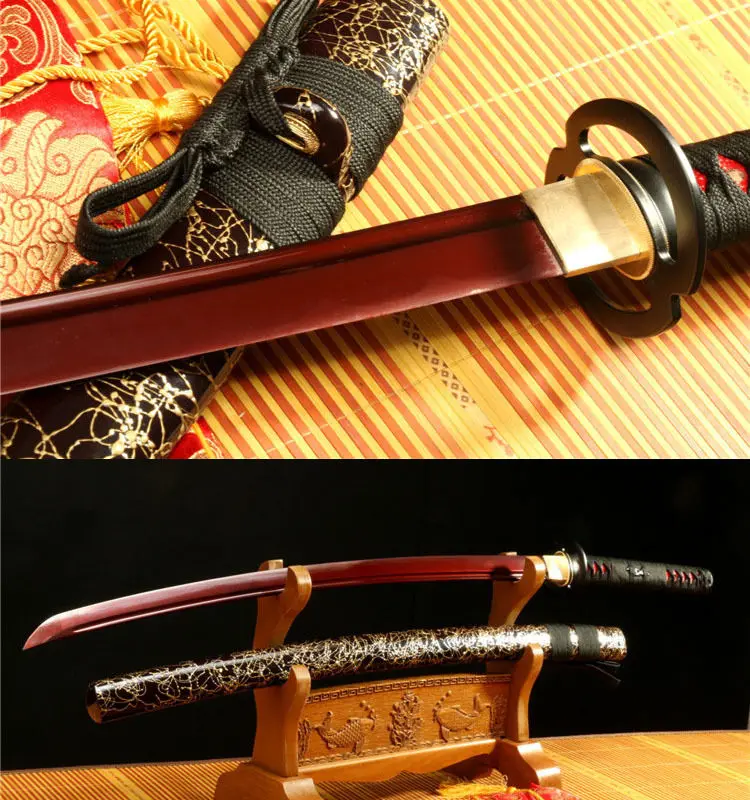 41 &quot1095 углеродистая сталь красная черная японская Цуба SAMURAI KATANA В Форме