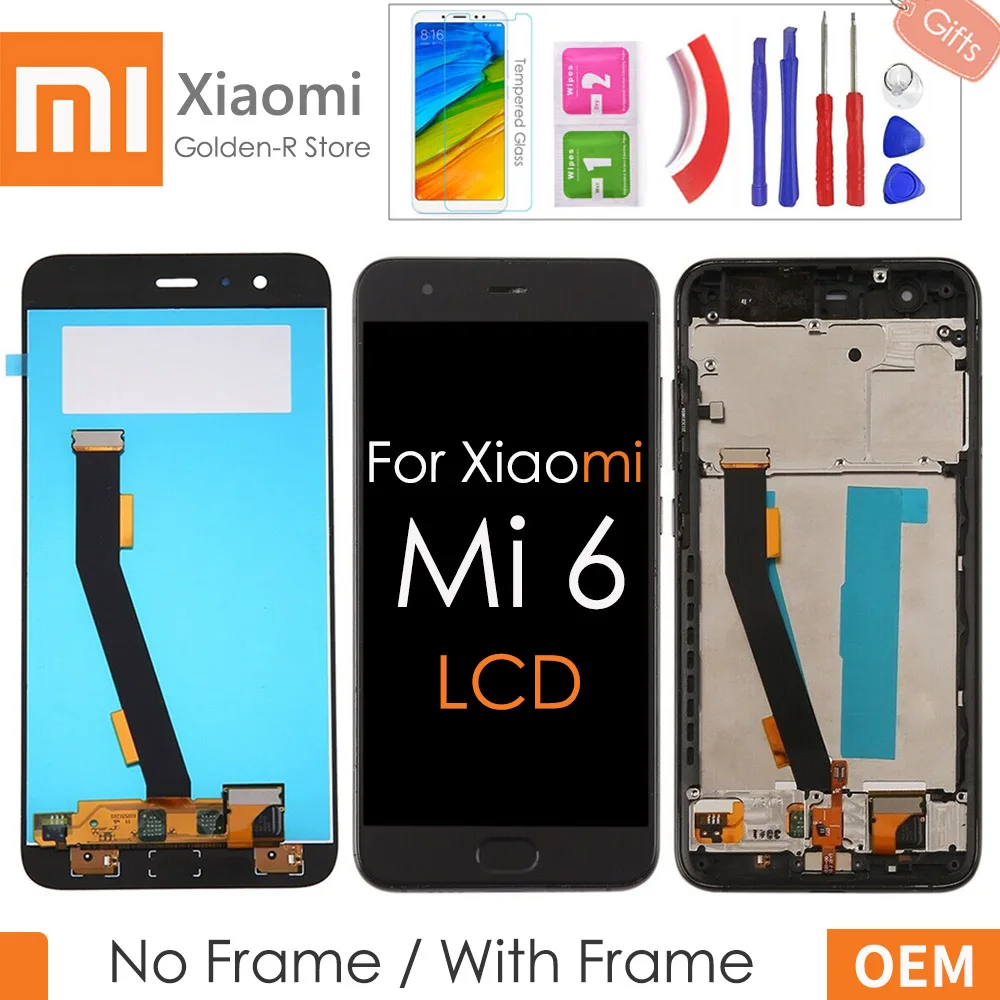 5 15 &quotоригинал для Xiaomi Mi 6 ЖК дисплей сенсорный экран с рамкой дигитайзер Датчик