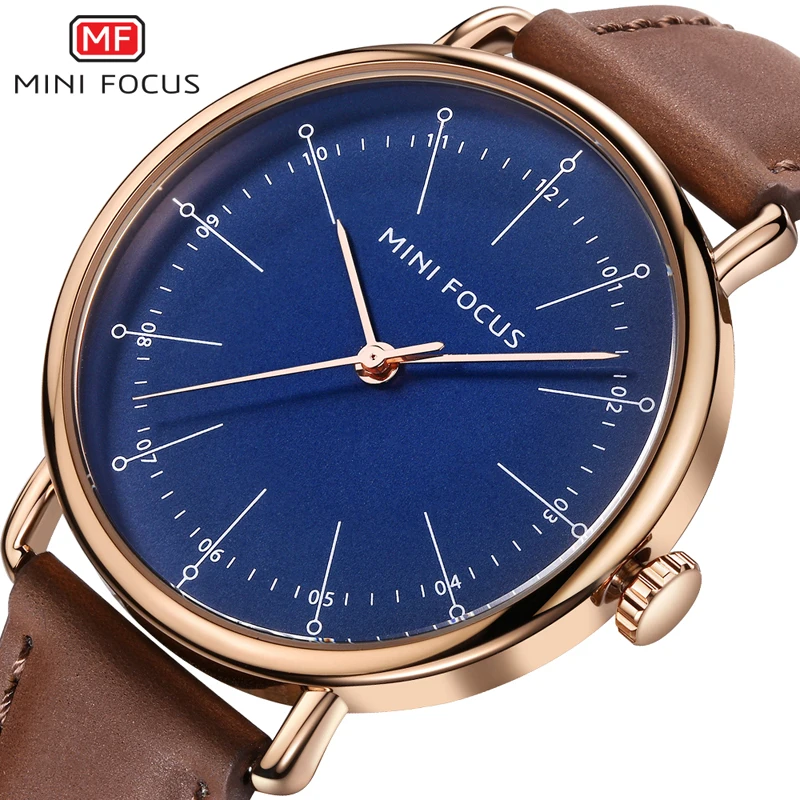 

New Brand Gold Mens Watches Top Brand Luxury PU Leather Wristwatch simple Mens Quartz Blue Dial Watch Discount Relogio Masculino