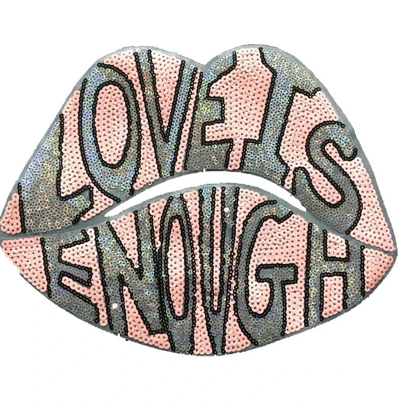 Новое поступление года: нашивки с блестками «LOVE IS ENOUGH Lips», железные нашивки для одежды, розовые нашивки с блестками «Rope», 1 шт