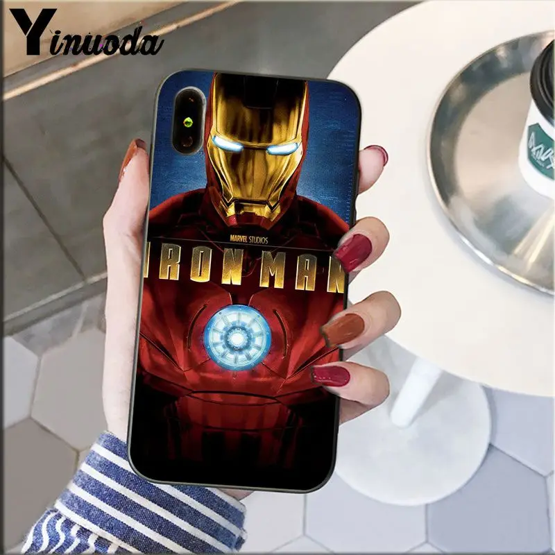 Yinuoda Marvel Avengers4 Железный человек черный мягкий силиконовый чехол для телефона Apple