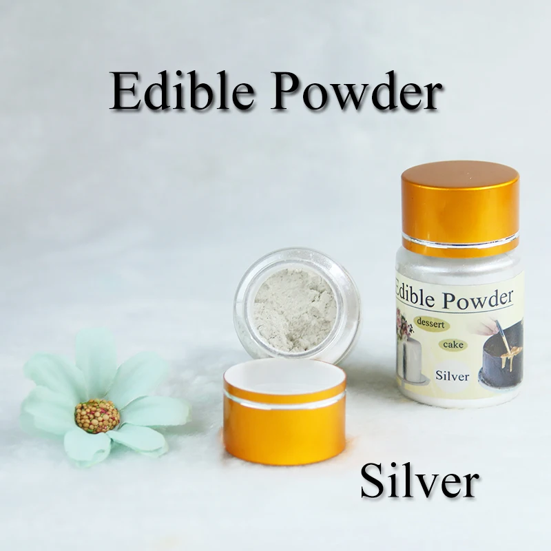 10 г в одной бутылке серебряный пищевой порошок цвет для украшения шоколада и