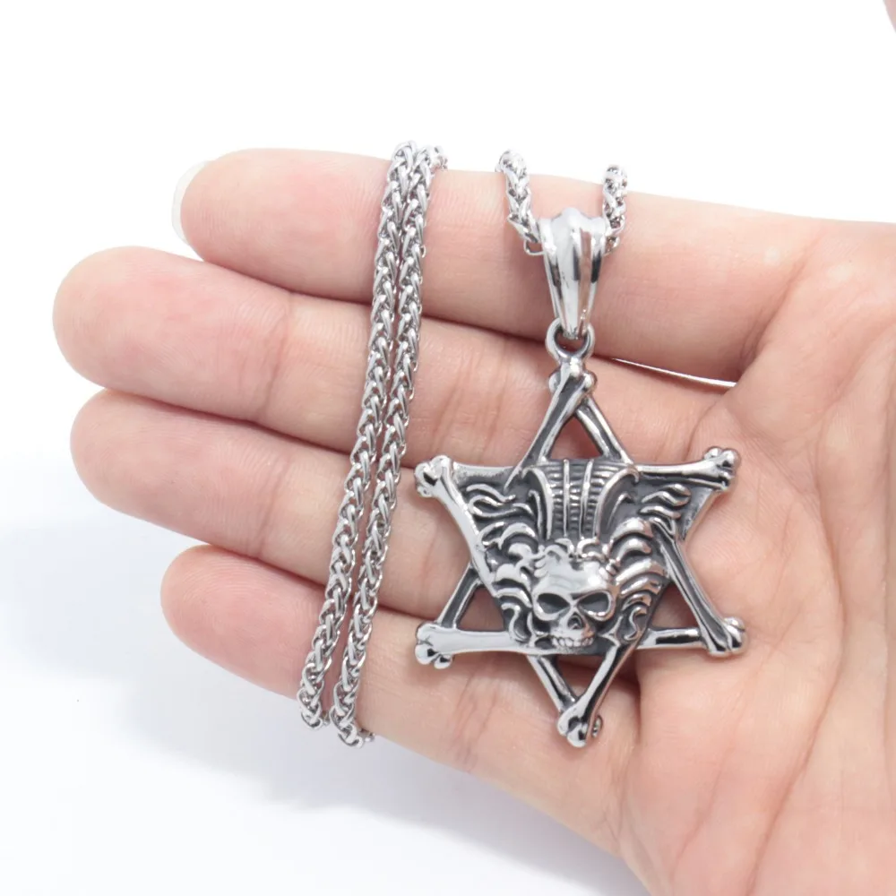 Креативные подвески из нержавеющей стали с черепом в виде пятиконечной звезды