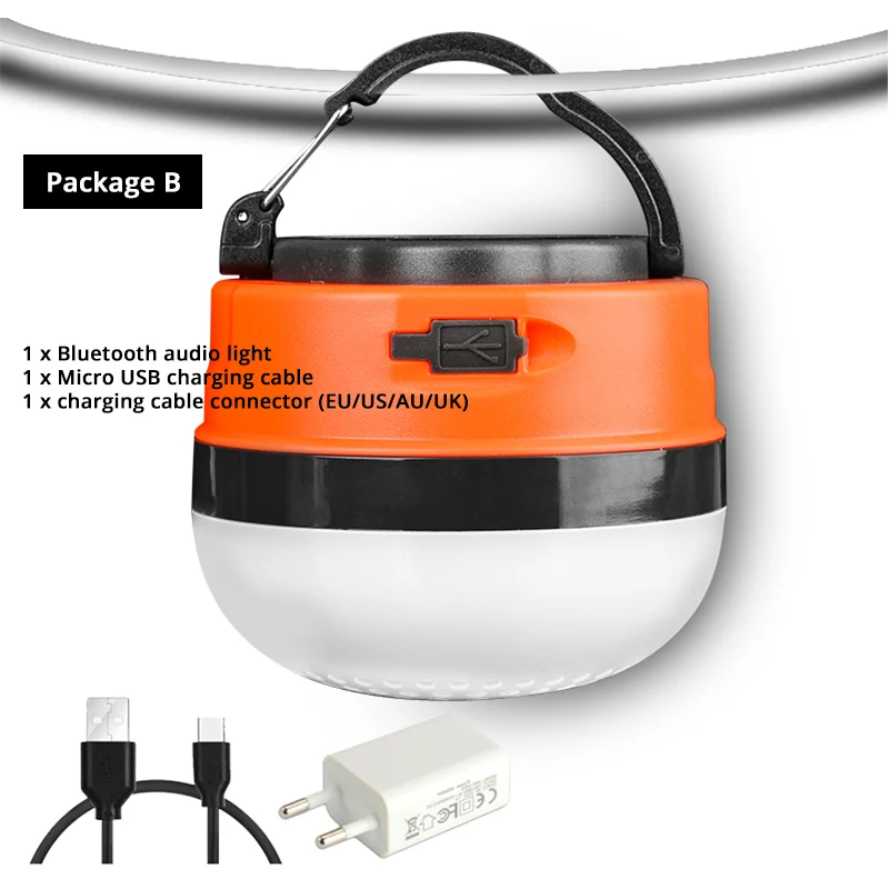Package B Многофункциональный перезаряжаемый Bluetooth аудио светильник, Ночной светильник, портативный светильник с магнитом, светильник для сна - Испускаемый цвет: Package B