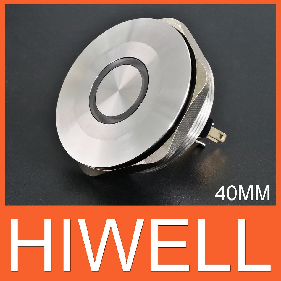 Кольцевой светодиодный металлический кнопочный переключатель 1NO1NC диаметр 40