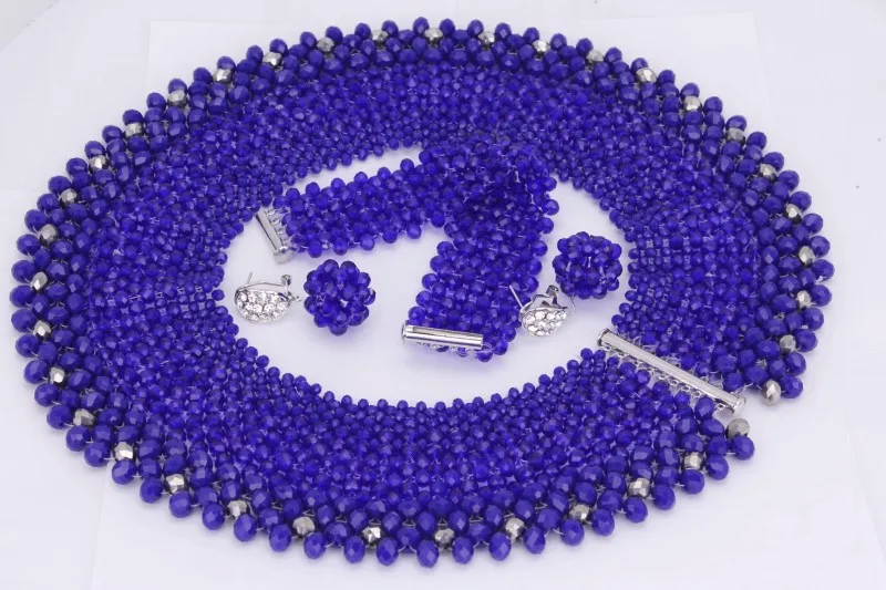 Jewellery Set of Beads African Bridal Jewelry / Schmuck Crystal Dubai Necklace Free Shipping Round Braid 3 Pics 2018 |