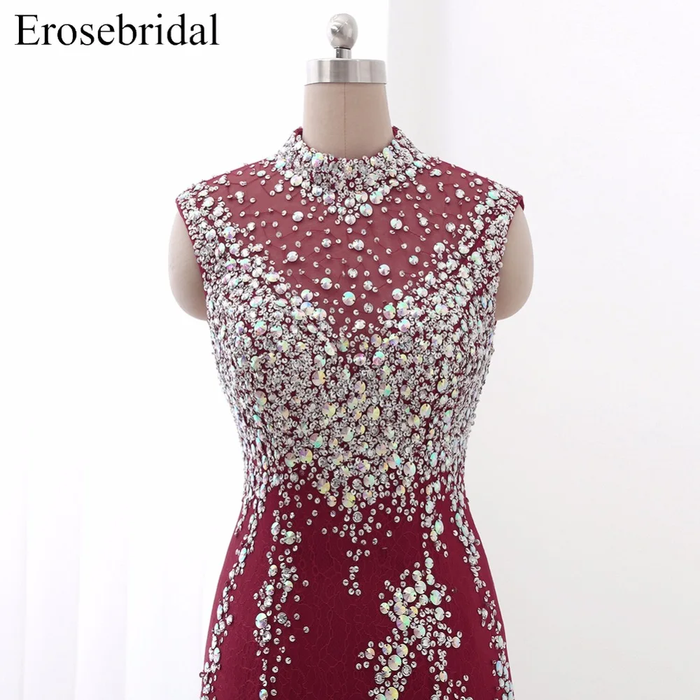 Женское вечернее платье с юбкой годе Erosebridal длинное роскошное бусинами и высоким