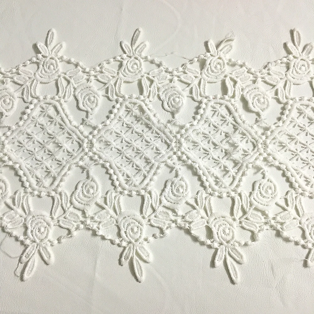 

100yard/lot Symmetric Wreath White Lace Trim Water Soluble Embroidered Lace Fabric DIY Materials Lace Garment Accessories DHL