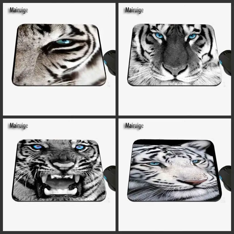 

Mairuige White Tiger With Blue Eyes Tumblr, High Quality Anti-skid Fashion Computer and Laptop Rectangle Rubber Mouse Pad