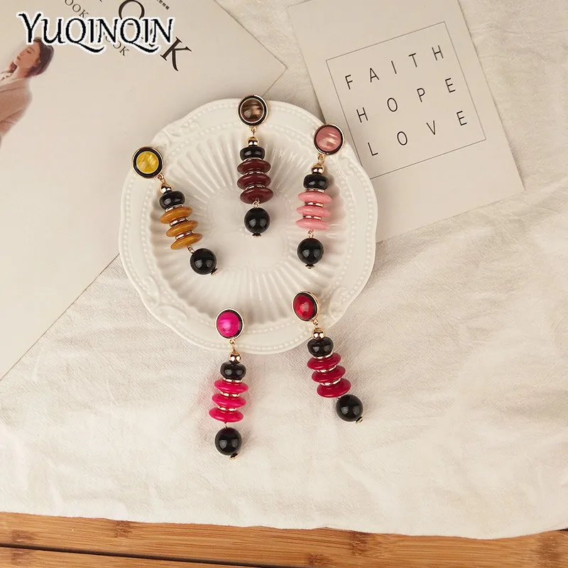 Винтажные модные полимерные массивные серьги для женщин длинные красные