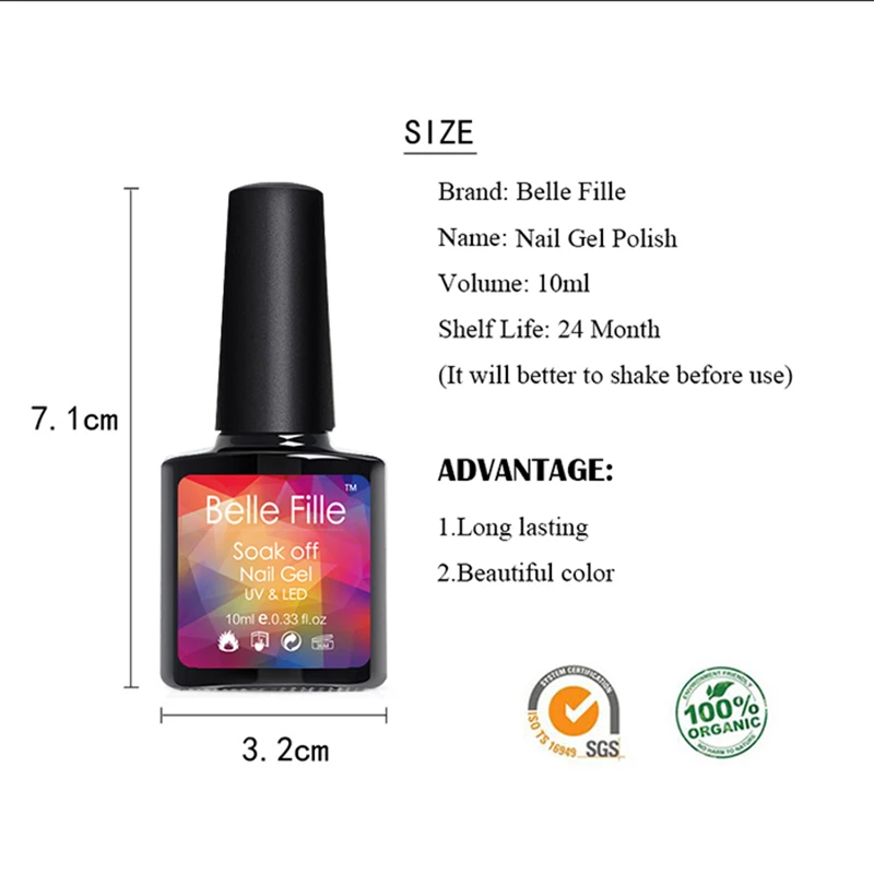 BELLE FILLE 10 мл синий серии разноцветный Гель-лак для ногтей Vernis Устойчивый лак UV