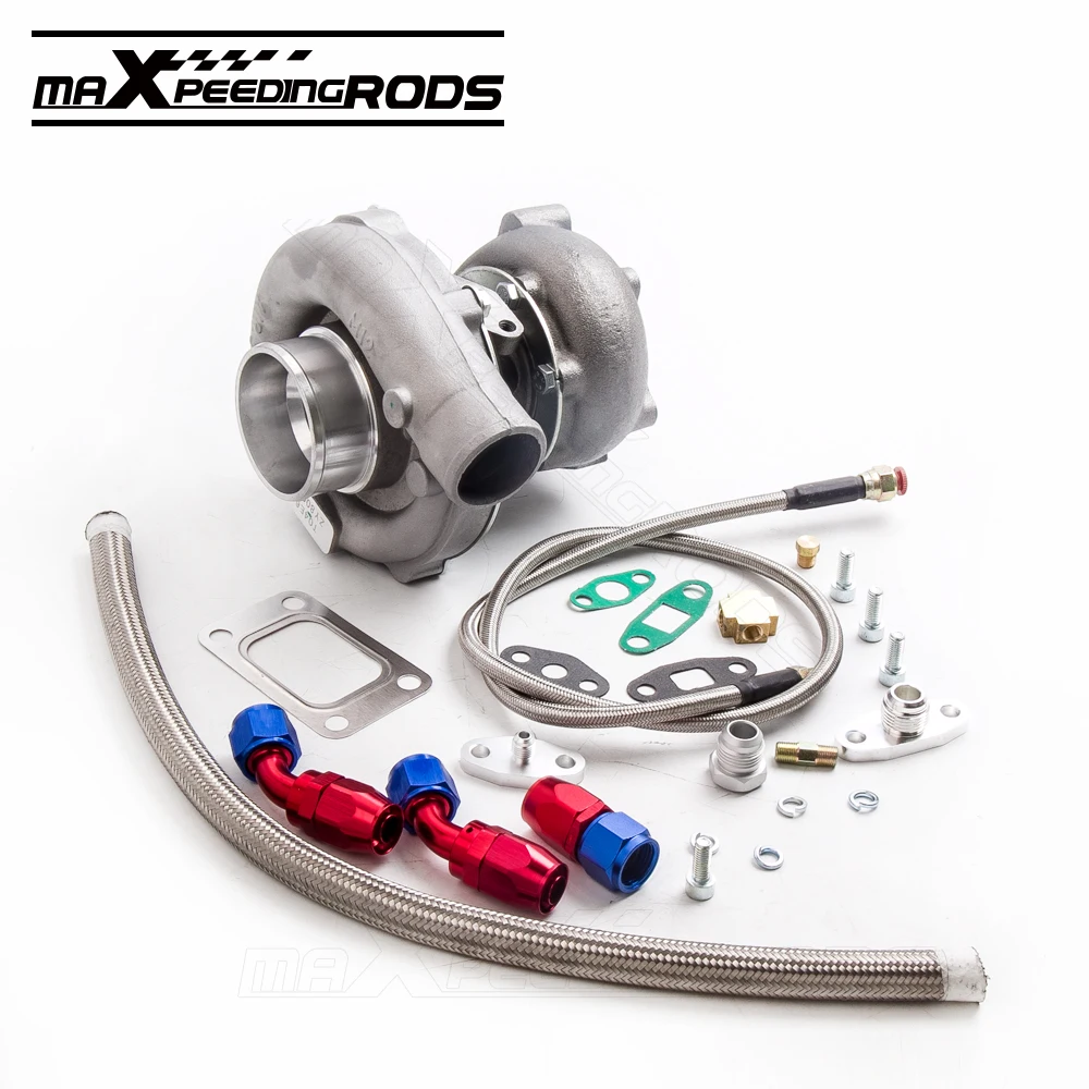 Turbo T3 T4 T04E Com/R. 50 Tur/R. 63 масла холодной 5 болт Flangeoil Турбокомпрессор для воды + масло