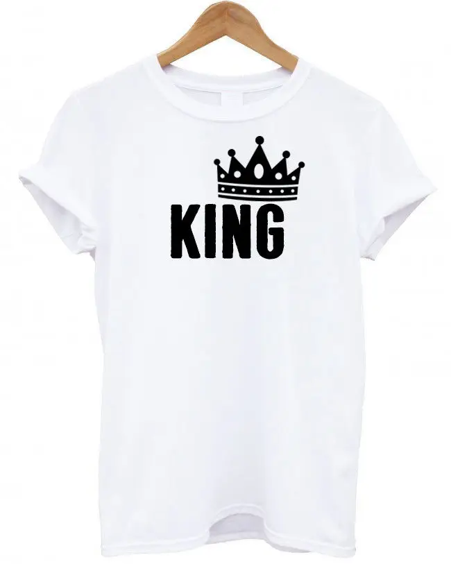 Парные футболки King футболка с логотипом Queen для мамы и папы подарки Прямая