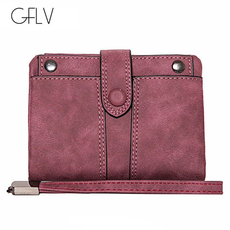 GFLV Brand Vintage Wallet Women 2 In 1 Money Bag Scrub Leather Hasp Wristlet Purse Card Holder Zipper Coin | Багаж и сумки