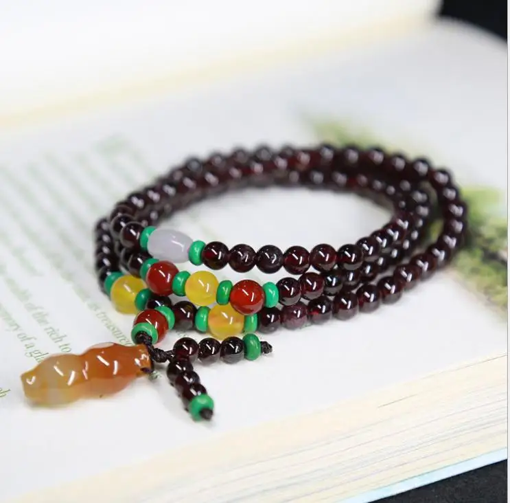 Натуральный гранатовый браслет multi-turn 5 мм аксессуары из натурального халцедона |