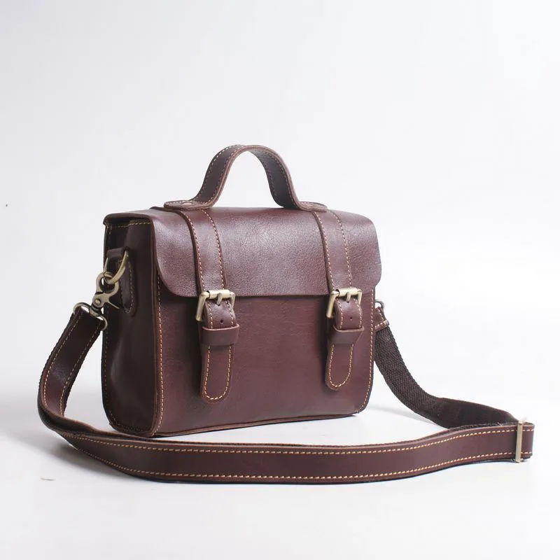 

EUMOAN New fashion trend leather handbag head layer cowhide shoulder Messenger bag simple casual lady small square bag