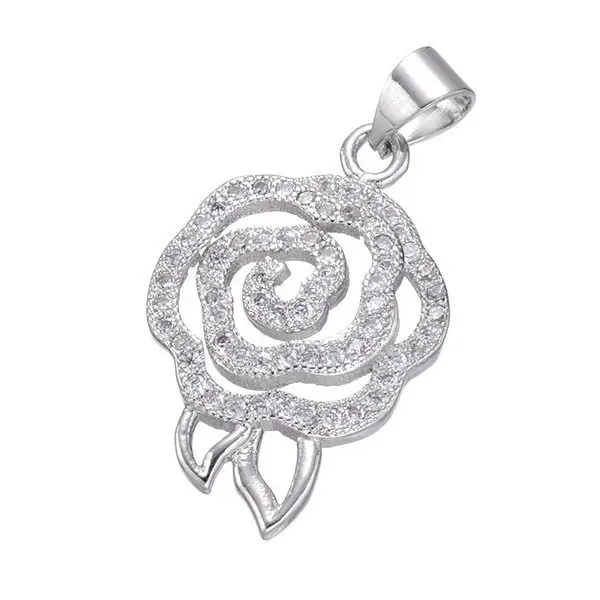 2017 Новый дизайн микро с цирконием медь белым золотом плавающая Роза Ожерелье