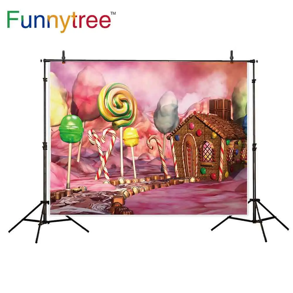 Фоны для фотосъемки Funnytree Фэнтези конфеты земля шоколад имбирь дом Вечеринка