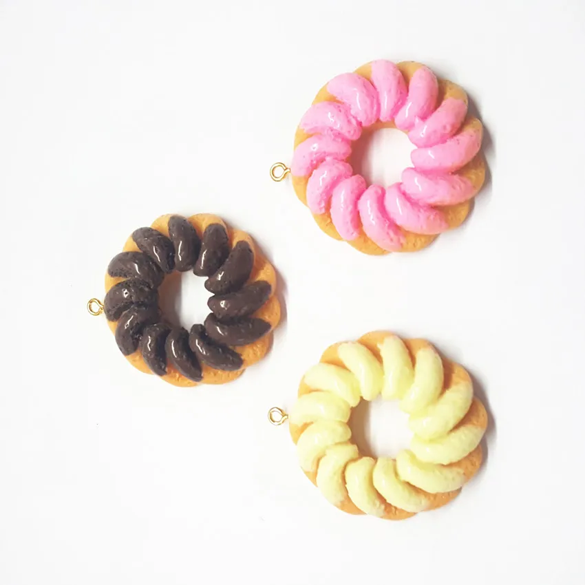 

12pcs necklace donut pendant for DIY earring decoration resin keychian pendant woman jewelry charms
