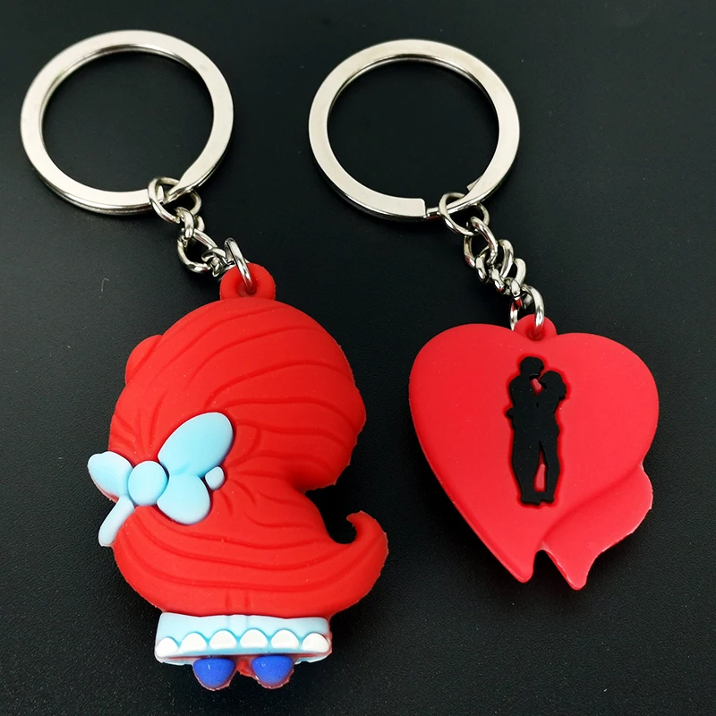 1 пара красный любовь в форме сердца брелок мультфильм девушка кукла для женщин