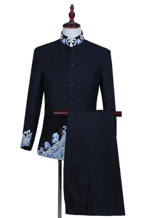 

embroidery spray blazer men Chinese tunic suit designs stage singers jacket mens clothes dance star style dress masculino homme