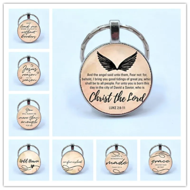 Модные Библейские стихи брелок стеклянный купольный кулон цитата из Писания