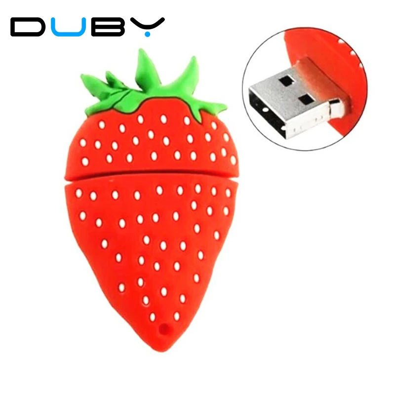 С мультипликационным принтом в виде клубники USB флеш накопитель 4GB/8GB/16GB/32GB/64 ГБ