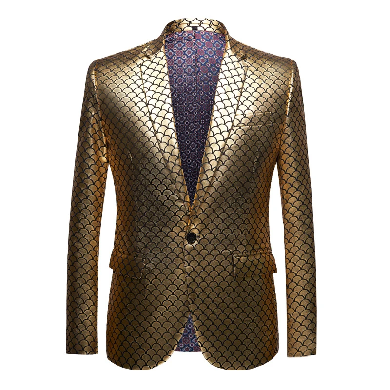 Мужской Блейзер YUNCLOS золотисто розовый облегающий блейзер с цветочным узором