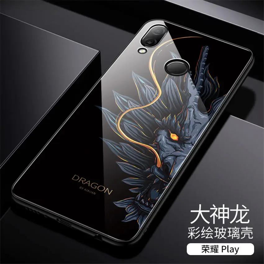 Стеклянный чехол Aixuan, чехол для huawei Honor Play, силиконовый чехол из закаленного стекла для телефона s, чехол для huawei Honor Play, чехол, 6,3 - Цвет: color 2