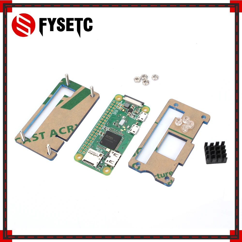 Чехол для Raspberry Pi Zero W акриловый чехол + черный алюминиевый теплоотвод в синей