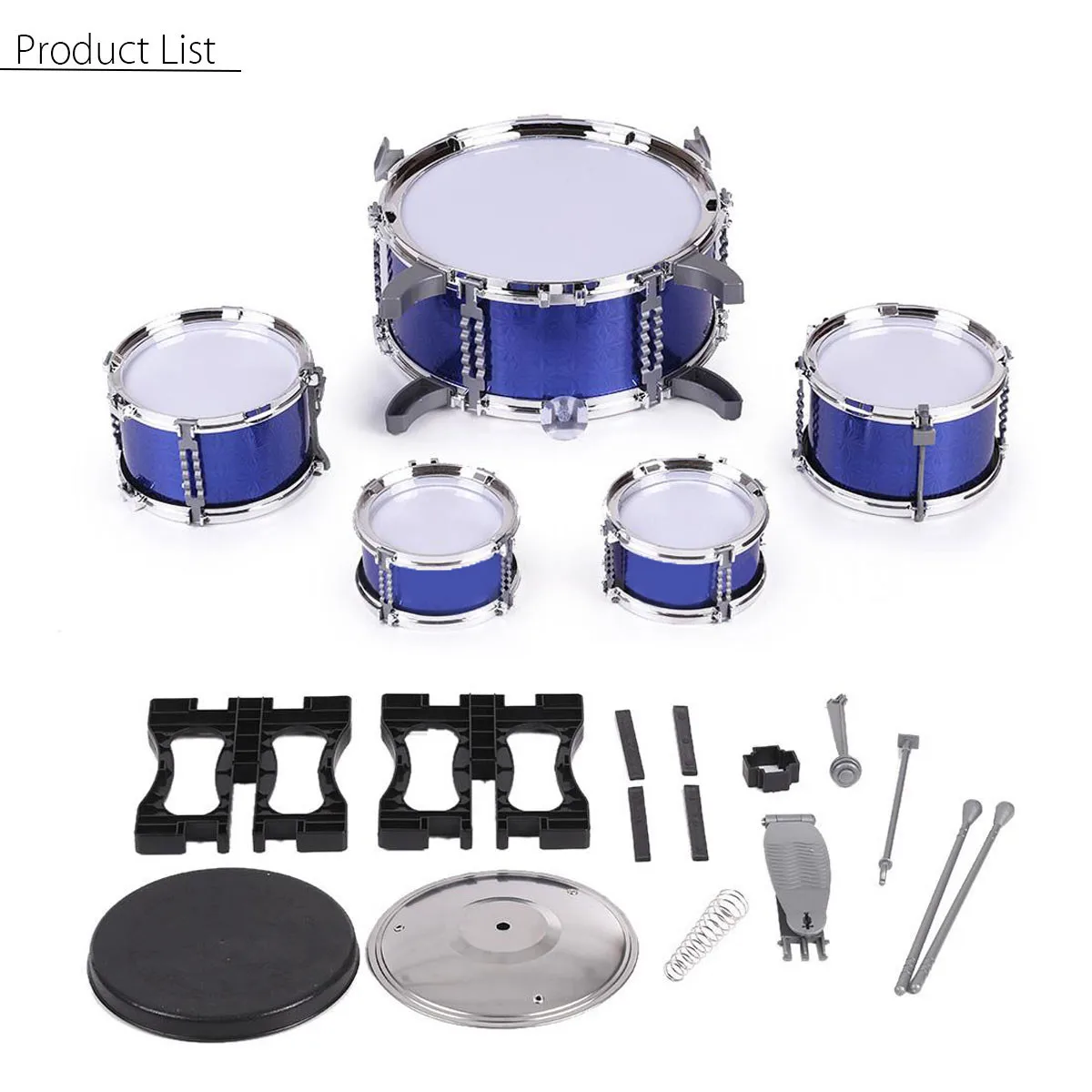 Синий Drum Set Комплект Детские музыкальные развивающие инструмент с табурета палочки тарелки подарок перкуссий подарок для детей