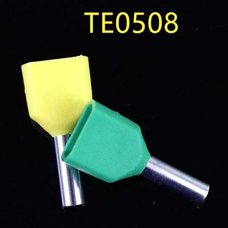 1000 шт./лот TE0508 twins двойное штыревое кольцо teminator кабельные наконечники шнур 2*0, 5 мм2