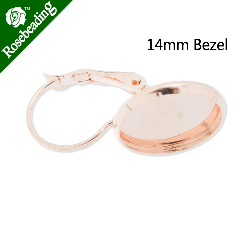 

Silver French Lever Back Earrings Blank/Base,Rose Gold Plated,fit 14mm glass cabochons,earring bezels,sold 50pcs/pkg