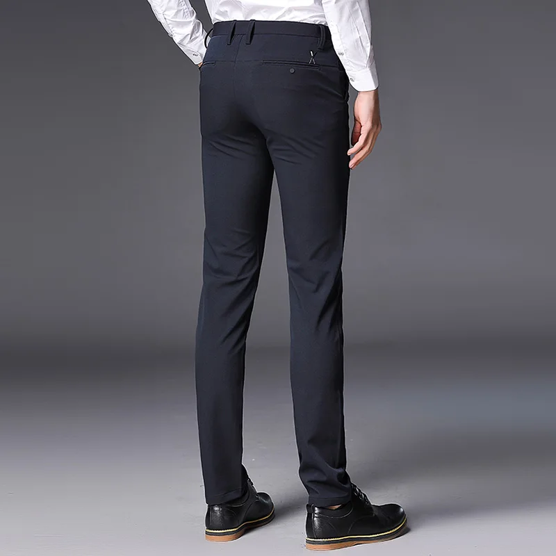 2020 Spring Men's Pants Fashion Business Solid Blue Black Elastic Work Men Cotton Casual Long Trousers Autumn Clothes |