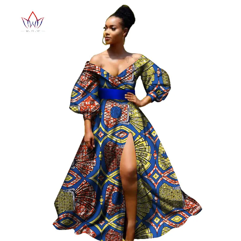 african bazin dresses for women african Three Quarter sleeves dresses for women african clothing wax dashiki fabric WY2255