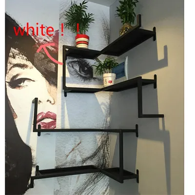 White 6043 124cm Луи Мода книжный шкаф железная настенная полка подвесной креативный дисплей спальня фон украшение промышленный ветер - Цвет: White 6043 124cm