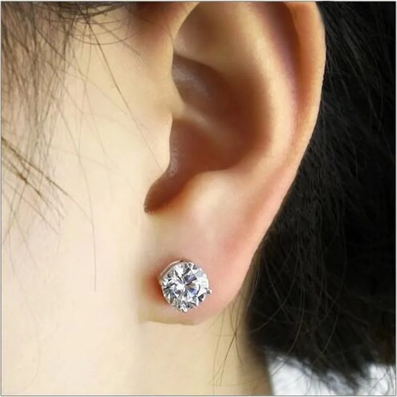 Модные теннисные Earrring 9 мм AAAAA Циркон cz 925 серебро обручальные серьги гвоздики для