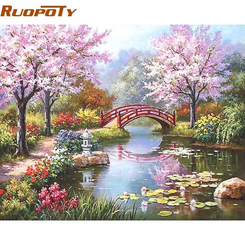 RUOPOTY Frame Pintura Diy por números kits colorindo tinta na tela Pintura a óleo pintada à mão Decoração para casa para 40*50cm Fairyland
