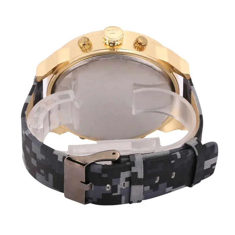 Роскошные брендовые кварцевые часы мужские с золотым корпусом и камуфляжным