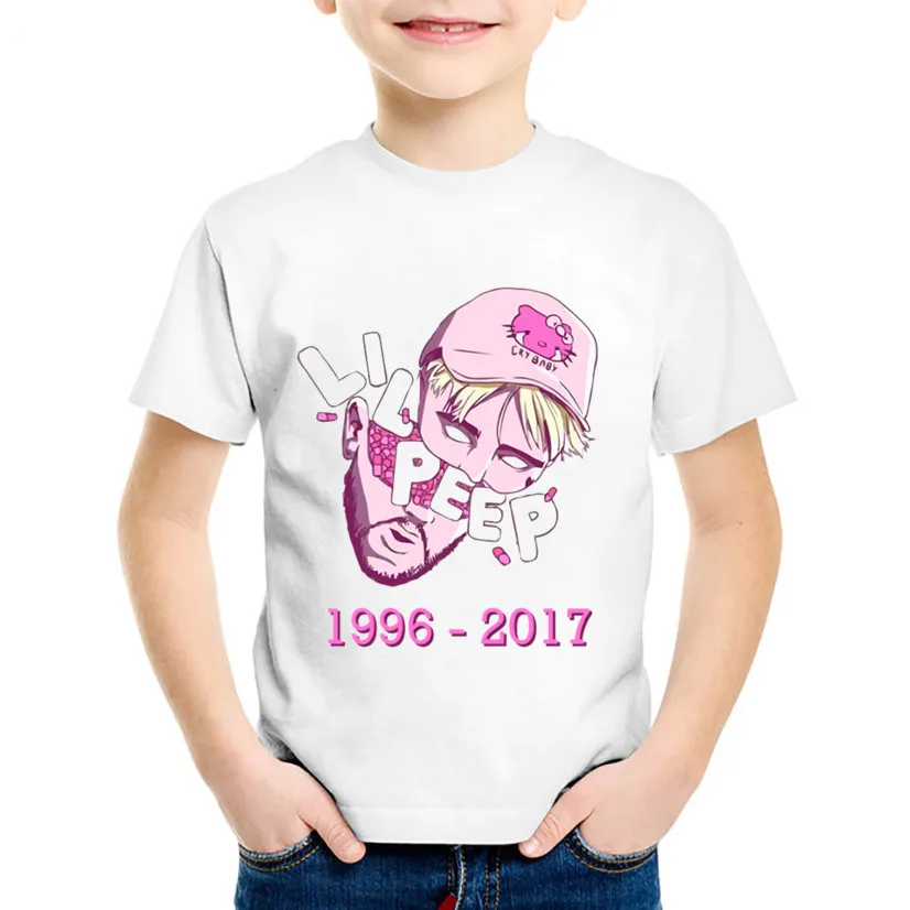 Модные детские футболки с принтом RIP Lil летние круглым вырезом для мальчиков и