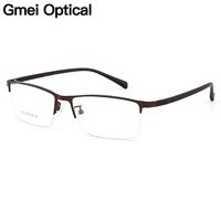 gmei optical semi rimless titanium alloy glasses frames for men spectacles flexible temples legs ip electroplating eyewear y7012