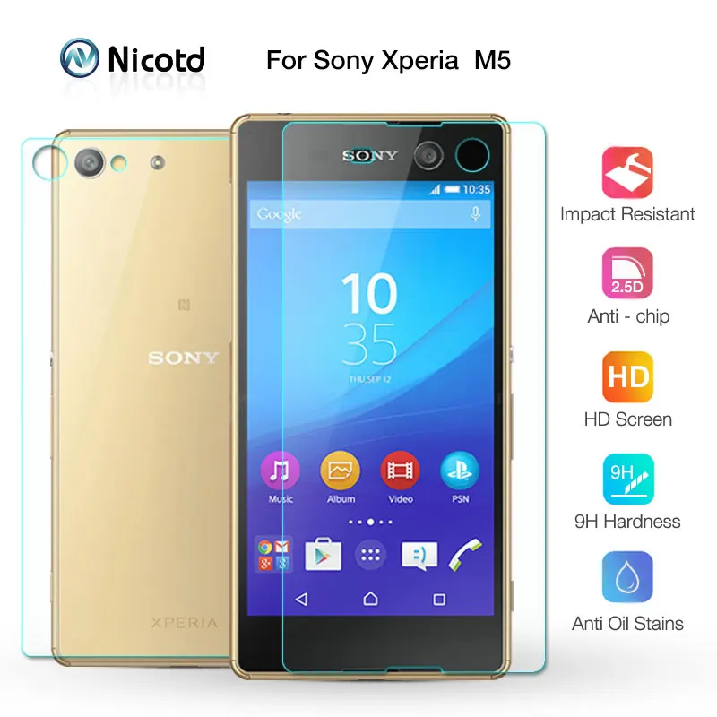 2 шт./лот закаленное стекло передняя + задняя пленка для sony Xperia M5 e5603 e5606 e5653 9H 2.5D