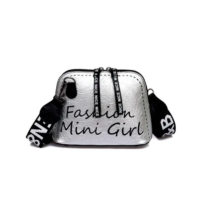 silver Women Crossbody Bag Tide Shell Bag Wide Shoulder Strap Wild Shoulder Bag Luxury Handbags Designer creative cross body phone bag - Цвет: silver