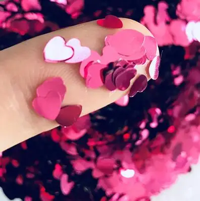 rose red Блестящий Порошок Сердце блестки 4 мм Маленькая Лазерная Серебряная отделка с блестками для рукоделия ногтей наконечник горный хрусталь маникюрная наклейка для ногтей 8 г - Цвет: rose red