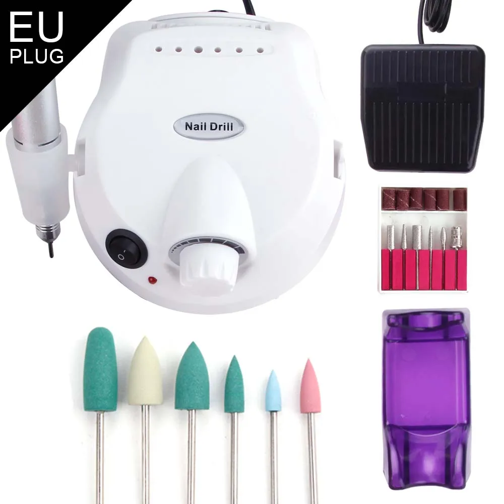 White machine Set11 Силиконовые Керамика ногтей сверло полировщик резиновый Remover Электрический Маникюр машина инструменты фрезы Griding бафик для ногтей - Цвет: White machine Set11