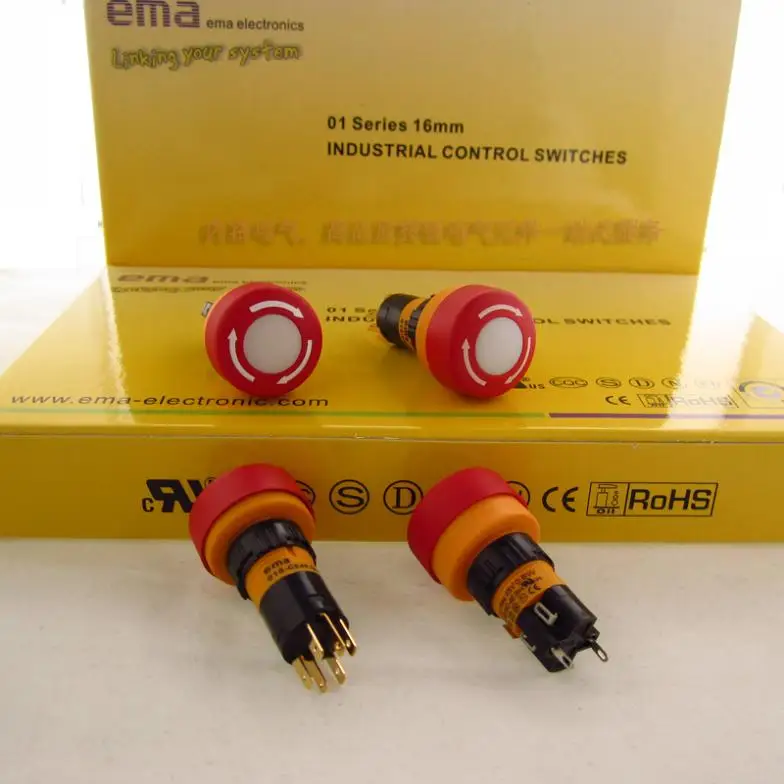 

[ SA ]Imports EMA light stop switch 16mm 01S-CE40.Q/S1P DC6/12/24V LED 1a1b--10PCS/LOT